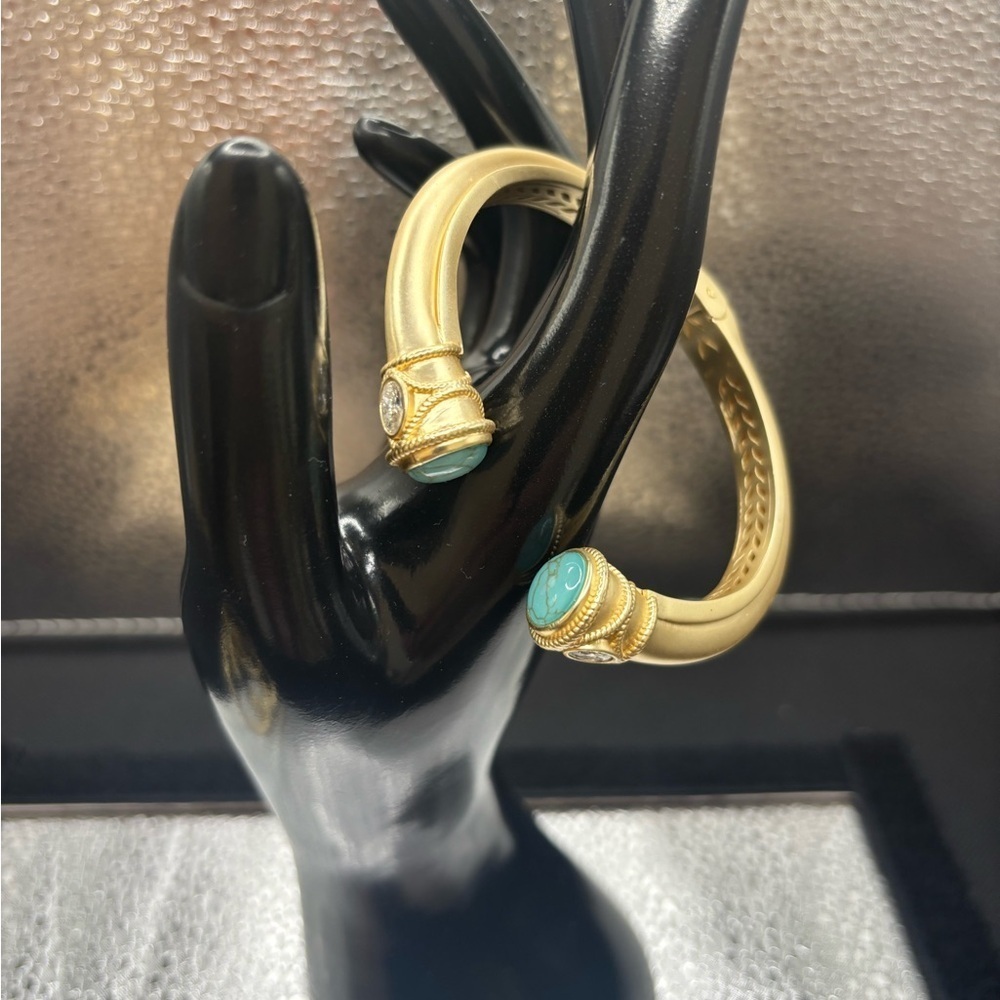 Elegant Gold and Turquoise Bangles. Gold Plated .